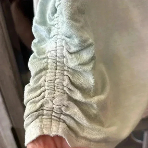 Sundry Raglan Moss Tie Dye Ruched Side Crewneck Sweatshirt - Picture 6 of 6